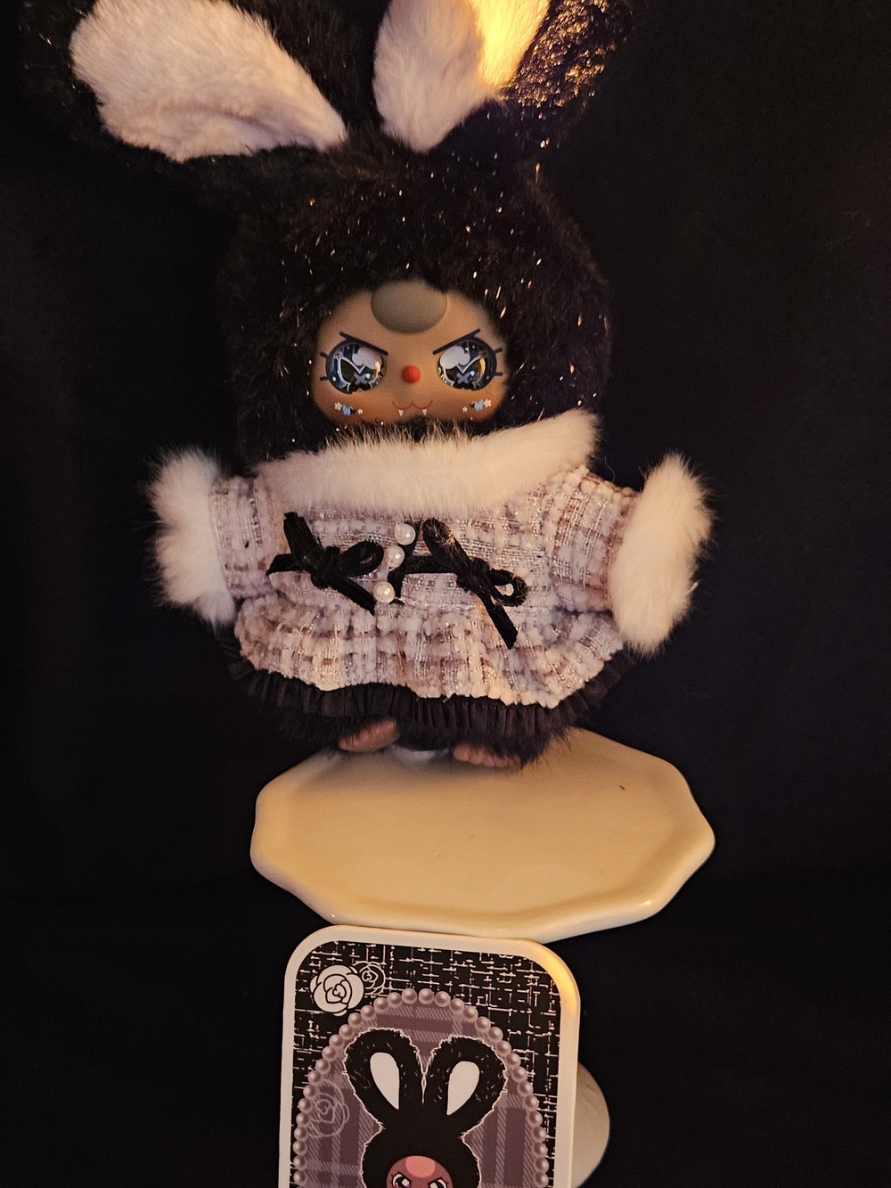 NWT baby three absolute black and white Bunny Plush Doll